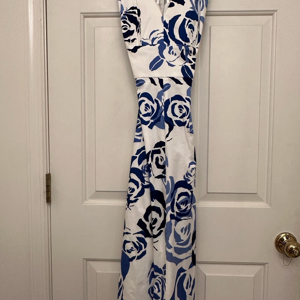 Talbots Blue and White Floral Midi Dress